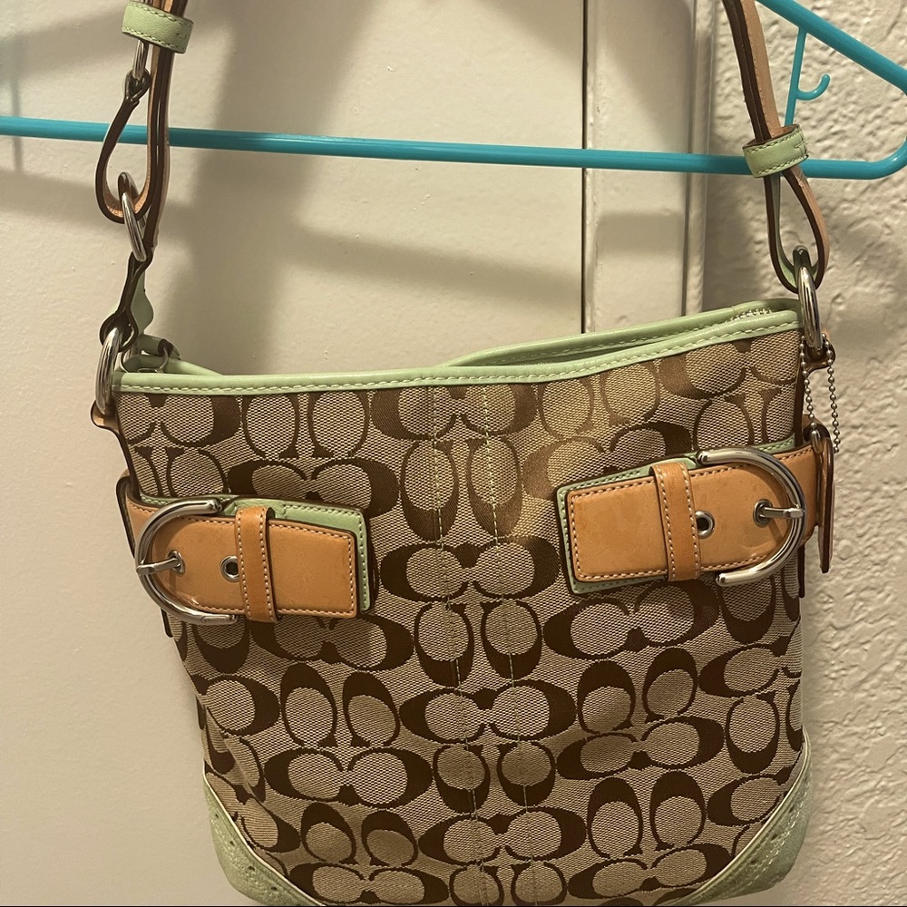Authentic Coach purse beige and mint green